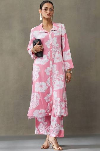 lightweight women floral printed regular kurta with palazzos