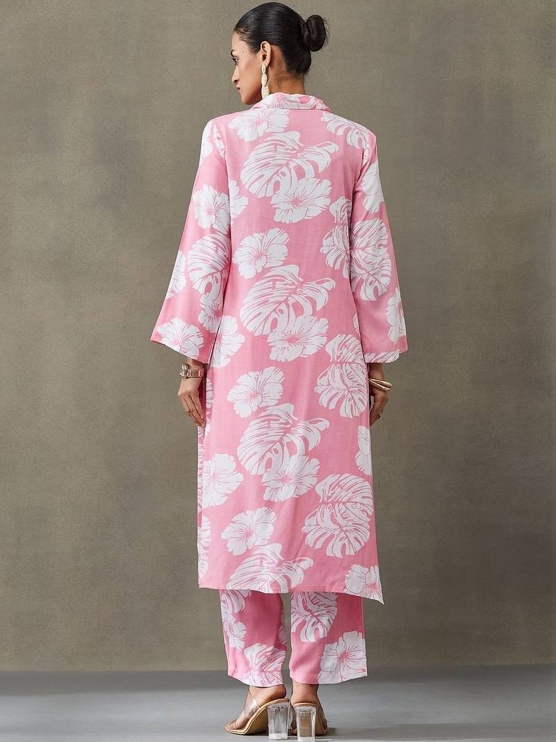 lightweight women floral printed regular kurta with palazzos