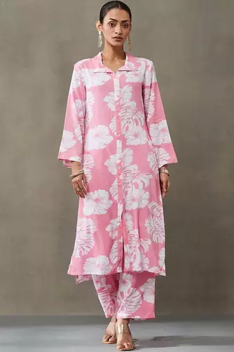 lightweight women floral printed regular kurta with palazzos