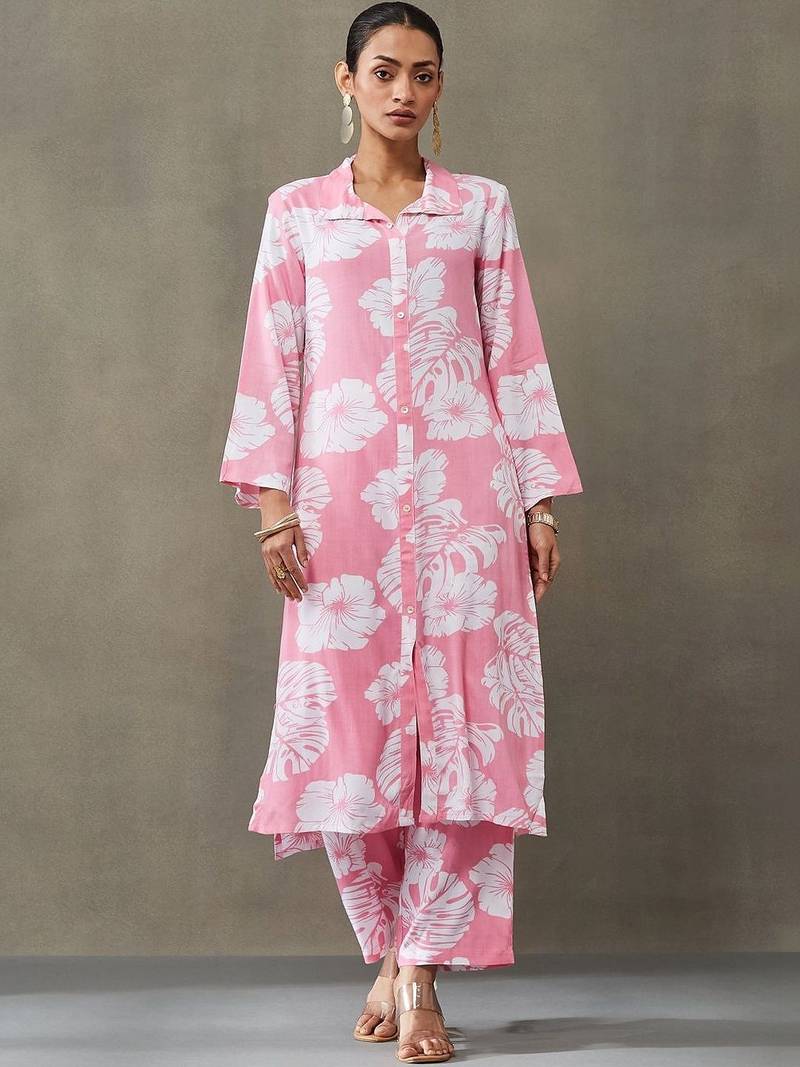 lightweight women floral printed regular kurta with palazzos