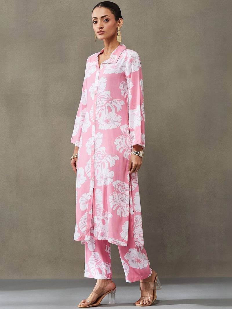 lightweight women floral printed regular kurta with palazzos