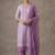 office women striped regular thread work cotton kurta with trousers & with dupatta