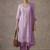 office women striped regular thread work cotton kurta with trousers & with dupatta