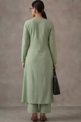 office women angrakha cotton kurta with trousers
