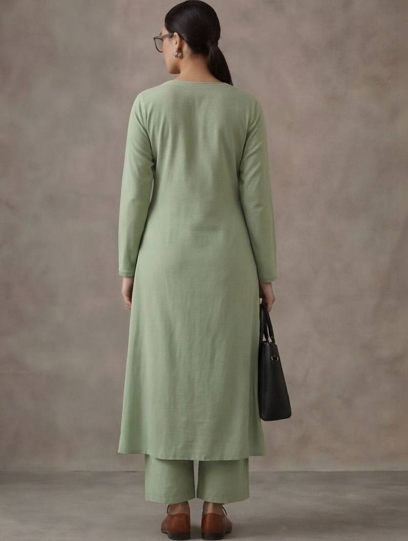office women angrakha cotton kurta with trousers