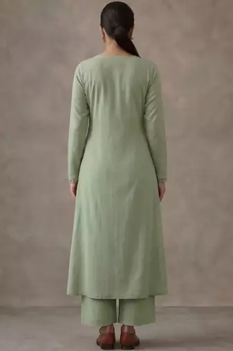 office women angrakha cotton kurta with trousers