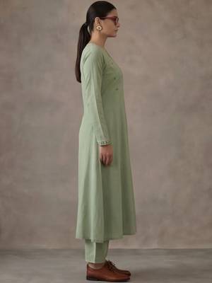 office women angrakha cotton kurta with trousers 4