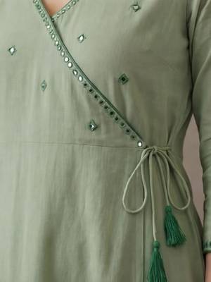office women angrakha cotton kurta with trousers 5