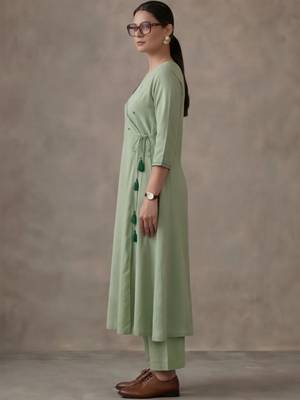 office women angrakha cotton kurta with trousers 6