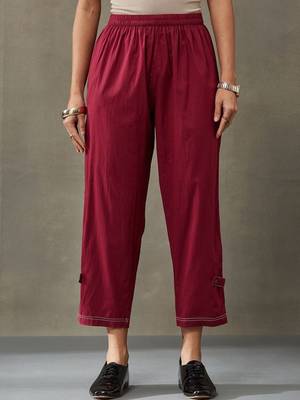contemporary formal women regular thread work cotton kurta with trousers 4