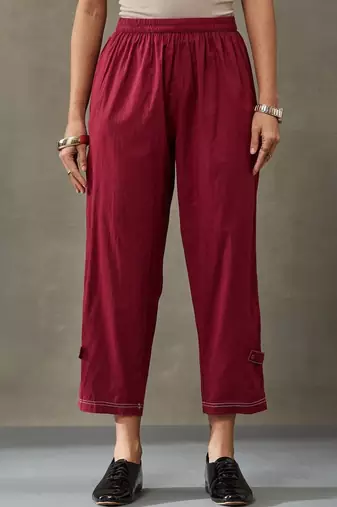 contemporary formal women regular thread work cotton kurta with trousers
