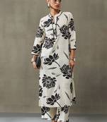 contemporary women floral printed regular gotta patti cotton kurta with trousers