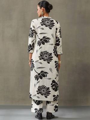 contemporary women floral printed regular gotta patti cotton kurta with trousers 5