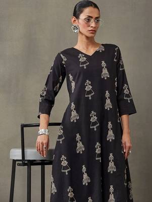 everyday women ethnic motifs printed regular cotton kurta with trousers 2