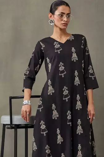everyday women ethnic motifs printed regular cotton kurta with trousers