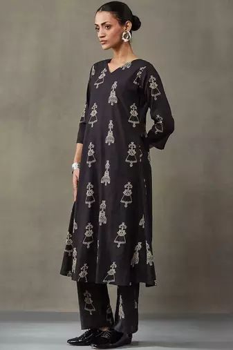 everyday women ethnic motifs printed regular cotton kurta with trousers
