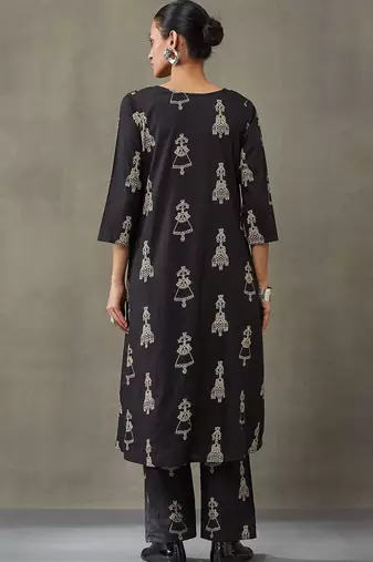 everyday women ethnic motifs printed regular cotton kurta with trousers