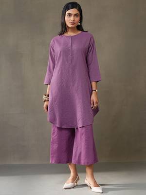 workwear women striped regular cotton kurti with palazzos 1