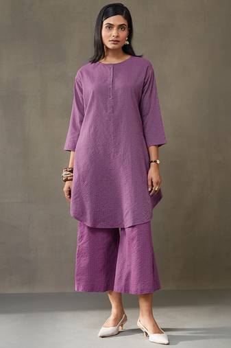workwear women striped regular cotton kurti with palazzos
