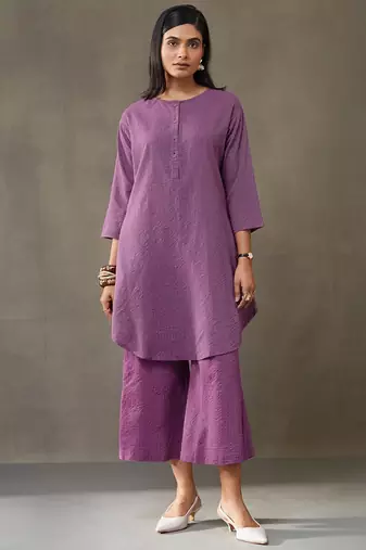 workwear women striped regular cotton kurti with palazzos