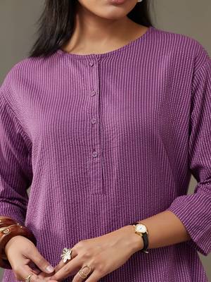workwear women striped regular cotton kurti with palazzos 2