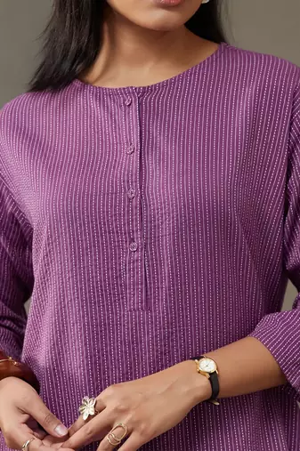 workwear women striped regular cotton kurti with palazzos