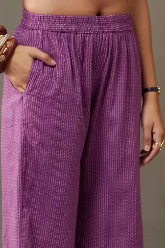 workwear women striped regular cotton kurti with palazzos