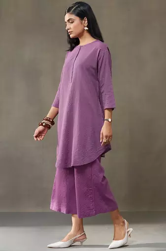 workwear women striped regular cotton kurti with palazzos