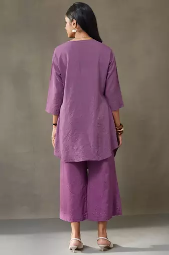 workwear women striped regular cotton kurti with palazzos