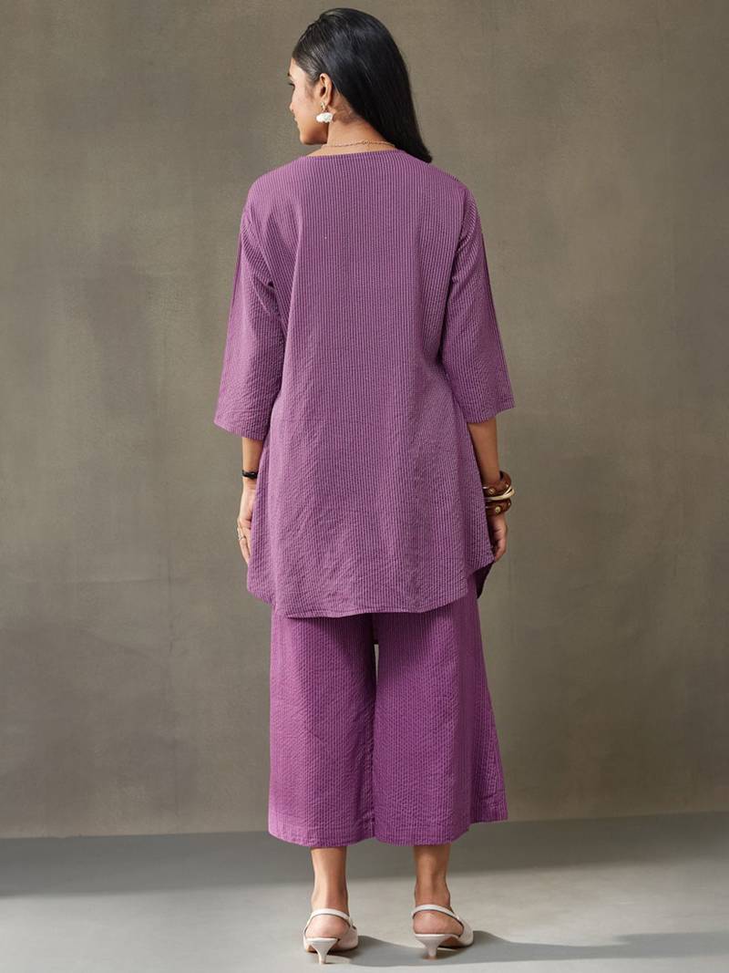 workwear women striped regular cotton kurti with palazzos