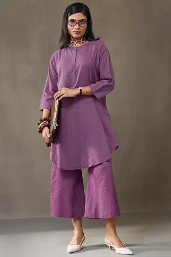 workwear women striped regular cotton kurti with palazzos