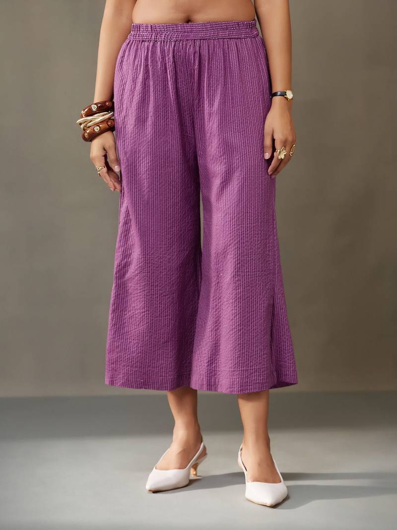 workwear women striped regular cotton kurti with palazzos
