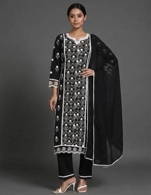 everyday workwear printed ethnic motifs kurta with trousers & with dupatta 5