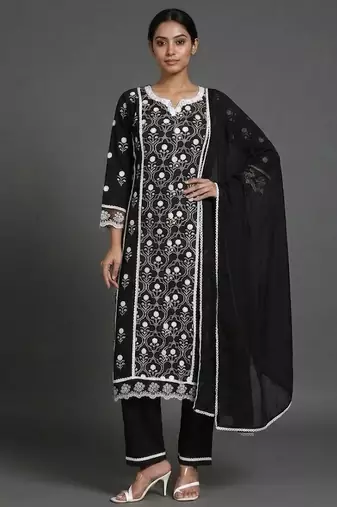 everyday workwear printed ethnic motifs kurta with trousers & with dupatta