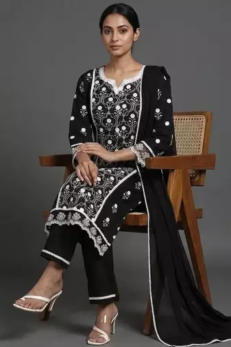 everyday workwear printed ethnic motifs kurta with trousers & with dupatta
