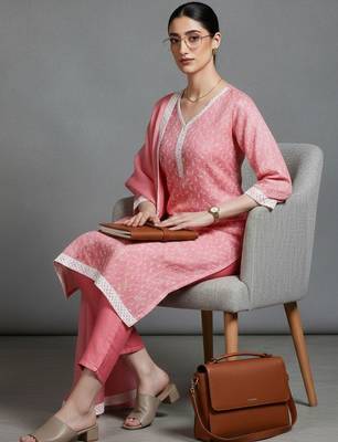 everyday women ethnic motifs printed regular kurta with trousers & with dupatta 2