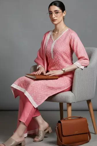 everyday women ethnic motifs printed regular kurta with trousers & with dupatta