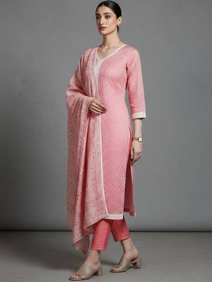 everyday women ethnic motifs printed regular kurta with trousers & with dupatta 6
