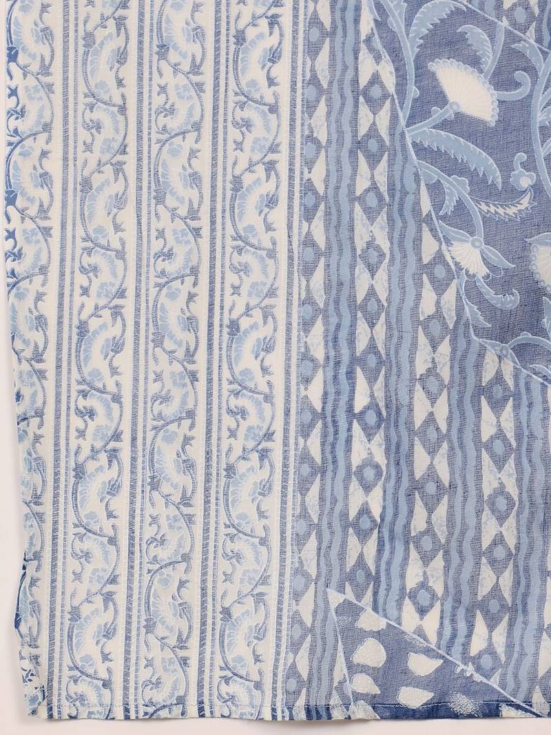 contemporary women floral printed regular cotton kurta with trousers & with dupatta