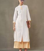 structured women striped regular cotton kurta with palazzos