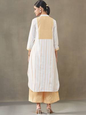 structured women striped regular cotton kurta with palazzos 6