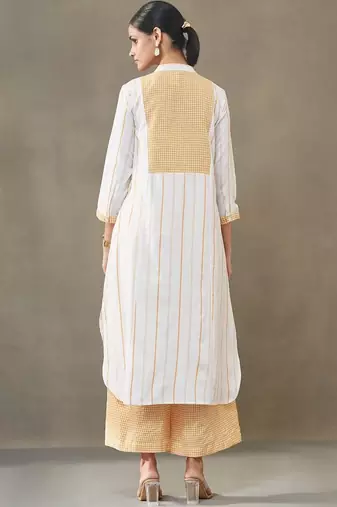 structured women striped regular cotton kurta with palazzos