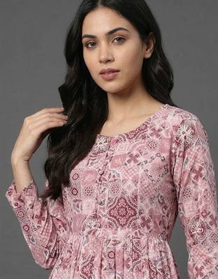  cotton printed ethnic motifs empire silk georgette kurta with trousers 2
