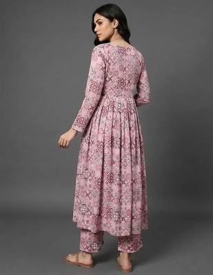  cotton printed ethnic motifs empire silk georgette kurta with trousers 4