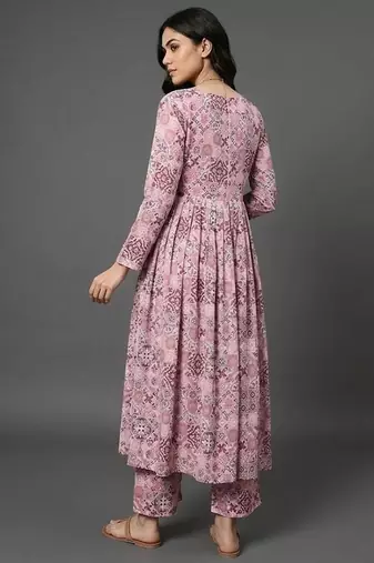  cotton printed ethnic motifs empire silk georgette kurta with trousers