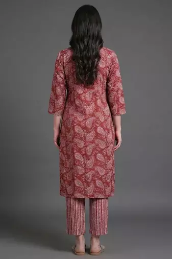 relaxed-silhouette paisley printed cotton kurta with trousers & with dupatta