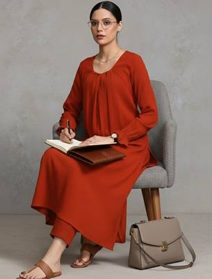 women regular workwear kurta with trousers 1
