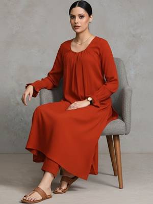 women regular workwear kurta with trousers 4