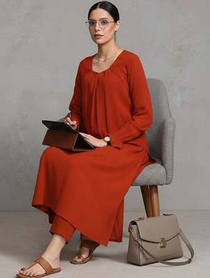 women regular workwear kurta with trousers 5