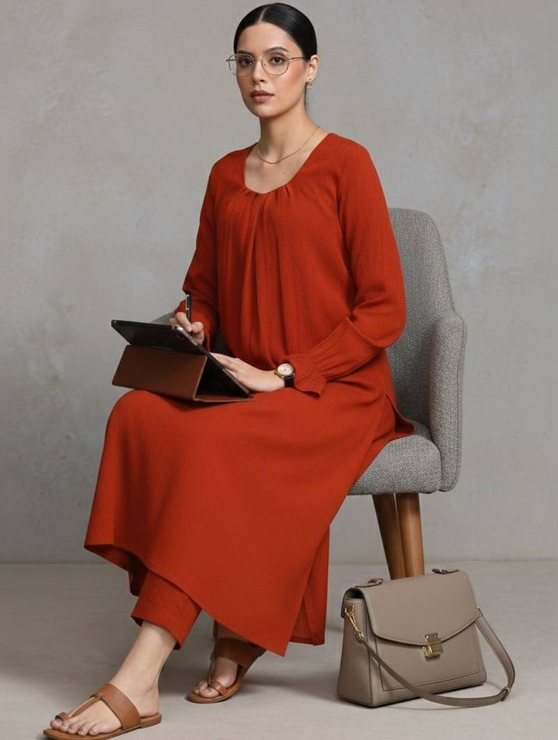 women regular workwear kurta with trousers